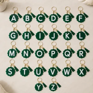 Monogram Acrylic Keychain with Tassel