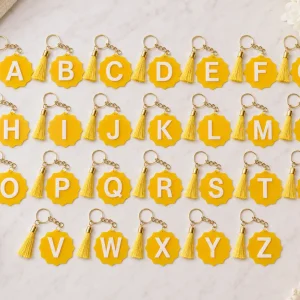 Monogram Acrylic Keychain with Tassel