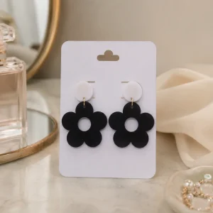 Black and White Daisy Earrings