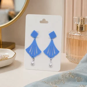 Blue Fan Pearl Earrings