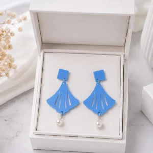 Blue Fan Pearl Earrings