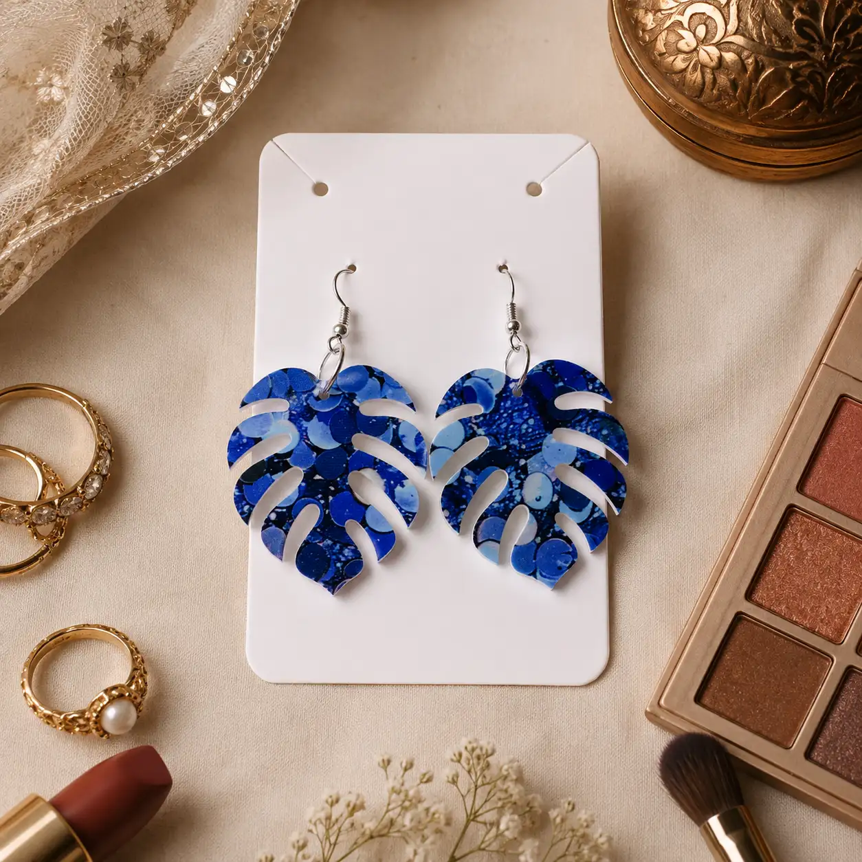 Monstera Acrylic Dangle Earrings Monstera Leaf Acrylic Dangle Earrings