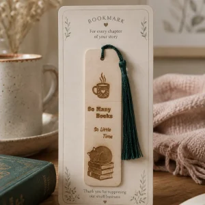 Many Books Wooden Bookmark