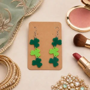 Lucky Clover Acrylic Dangle Earrings