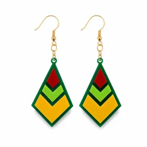 Emerald Prism Layered Acrylic Earrings