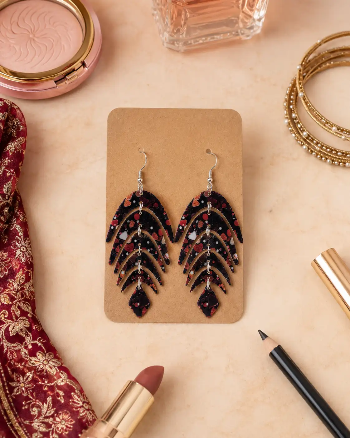 Fringe Leaf Acrylic Earrings Fringe Leaf Acrylic Earrings
