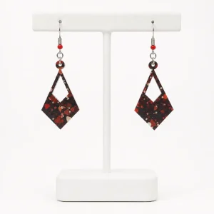Crimson Noir Geometric Earrings - Image 4