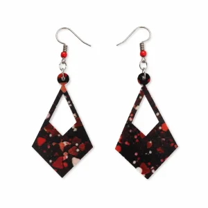 Crimson Noir Geometric Earrings