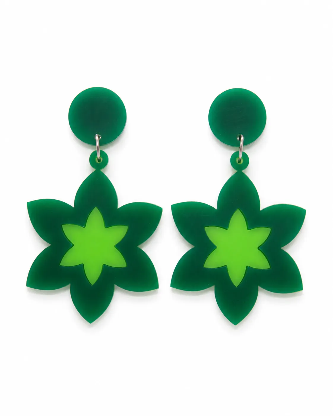 Green Floral Drop Earrings Green Floral Drop Earrings