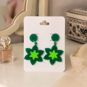 Green Floral Drop Earrings Green Floral Drop Earrings