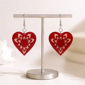 Blooming Heart Acrylic Earrings