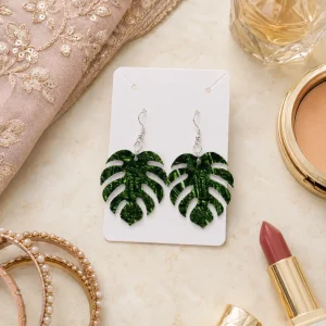 Monstera Acrylic Dangle Earrings Monstera Leaf Acrylic Dangle Earrings