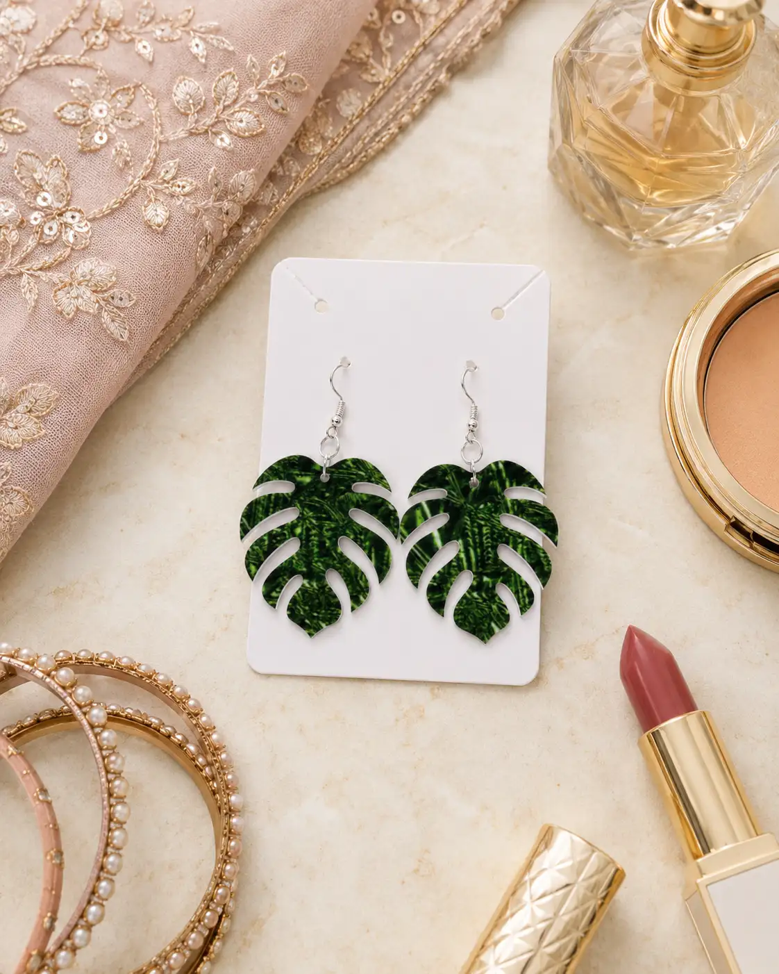 Monstera Acrylic Dangle Earrings Monstera Leaf Acrylic Dangle Earrings