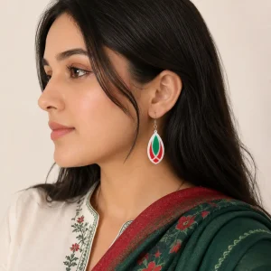Scarlet Leaf Teardrop Acrylic Earrings