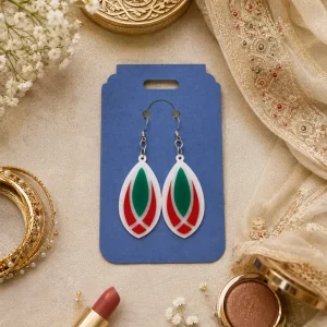 Scarlet Leaf Teardrop Acrylic Earrings