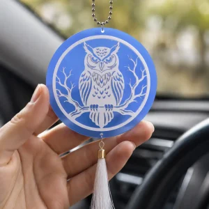 Arctic Owl Acrylic Car Hanger