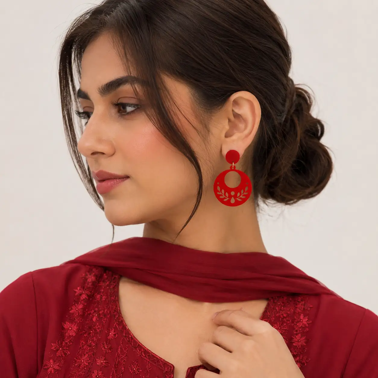 Scarlet Blossom Floral Acrylic Earrings Scarlet Blossom Floral Acrylic Earrings