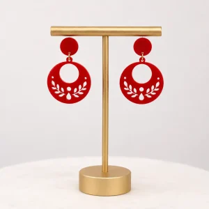 Scarlet Blossom Floral Acrylic Earrings Scarlet Blossom Floral Acrylic Earrings