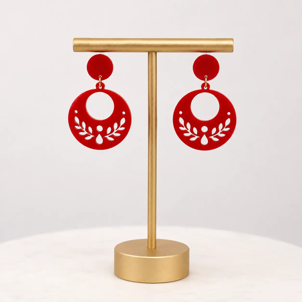 Scarlet Blossom Floral Acrylic Earrings Scarlet Blossom Floral Acrylic Earrings