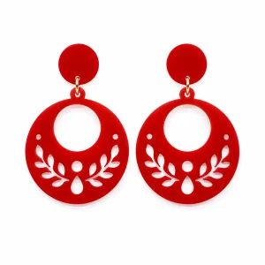 Scarlet Blossom Floral Acrylic Earrings