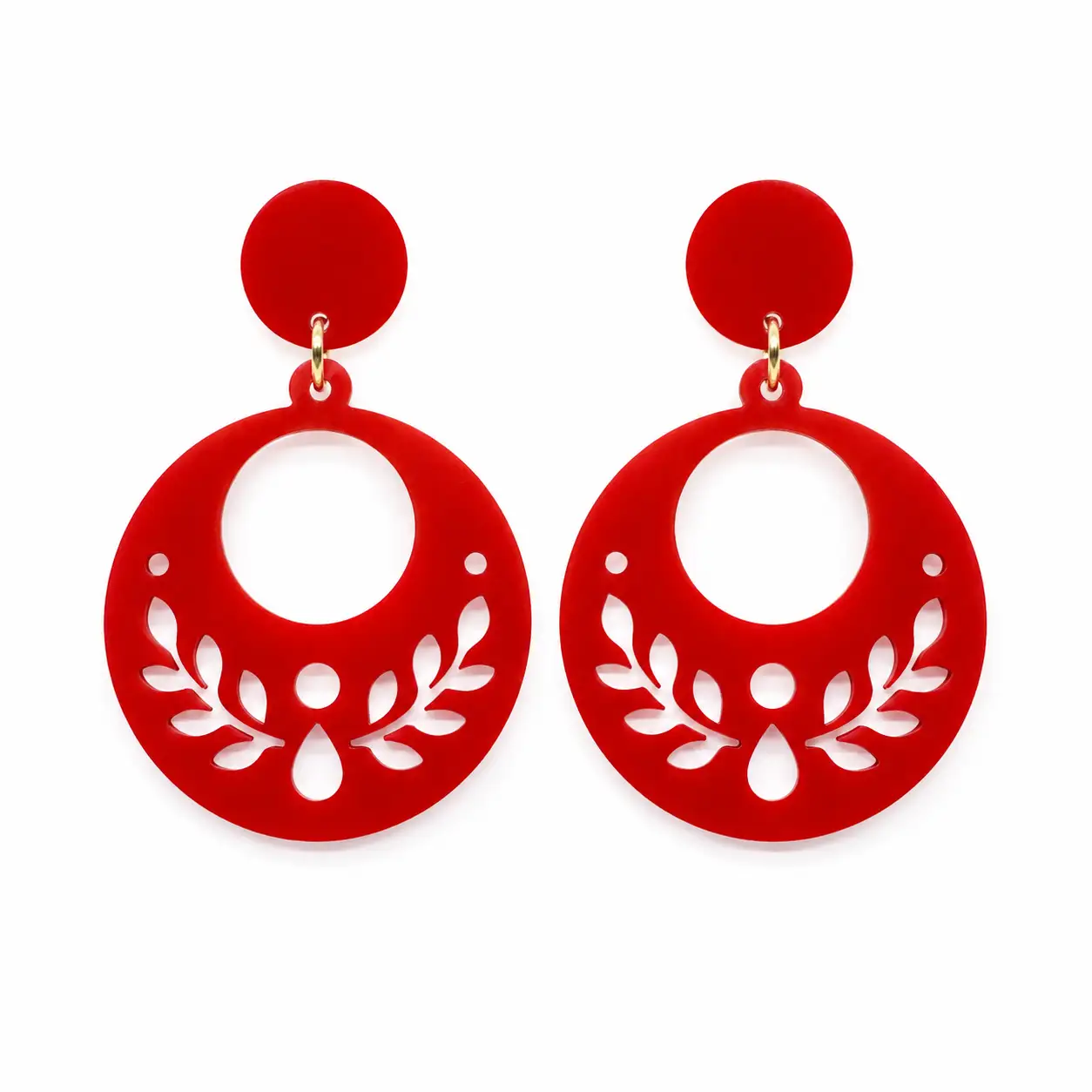 Scarlet Blossom Floral Acrylic Earrings Scarlet Blossom Floral Acrylic Earrings