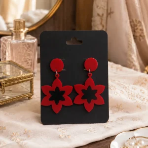 Red Floral Drop Earrings