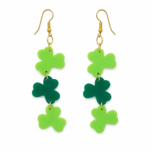 Lucky Clover Acrylic Dangle Earrings