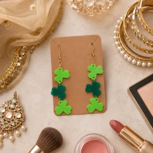 Lucky Clover Acrylic Dangle Earrings