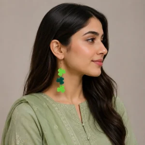 Lucky Clover Acrylic Dangle Earrings
