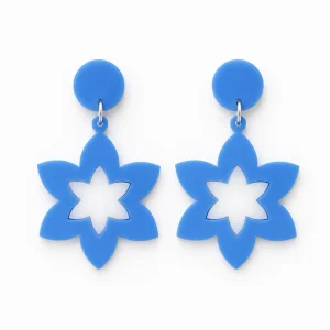 Blue Floral Drop Earrings