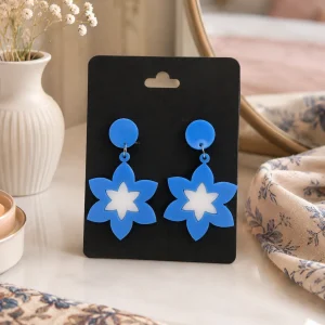 Blue Floral Drop Earrings
