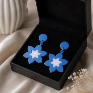Blue Floral Drop Earrings