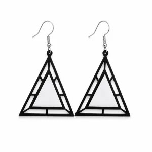 Monochrome Pyramid Layered Acrylic Earrings