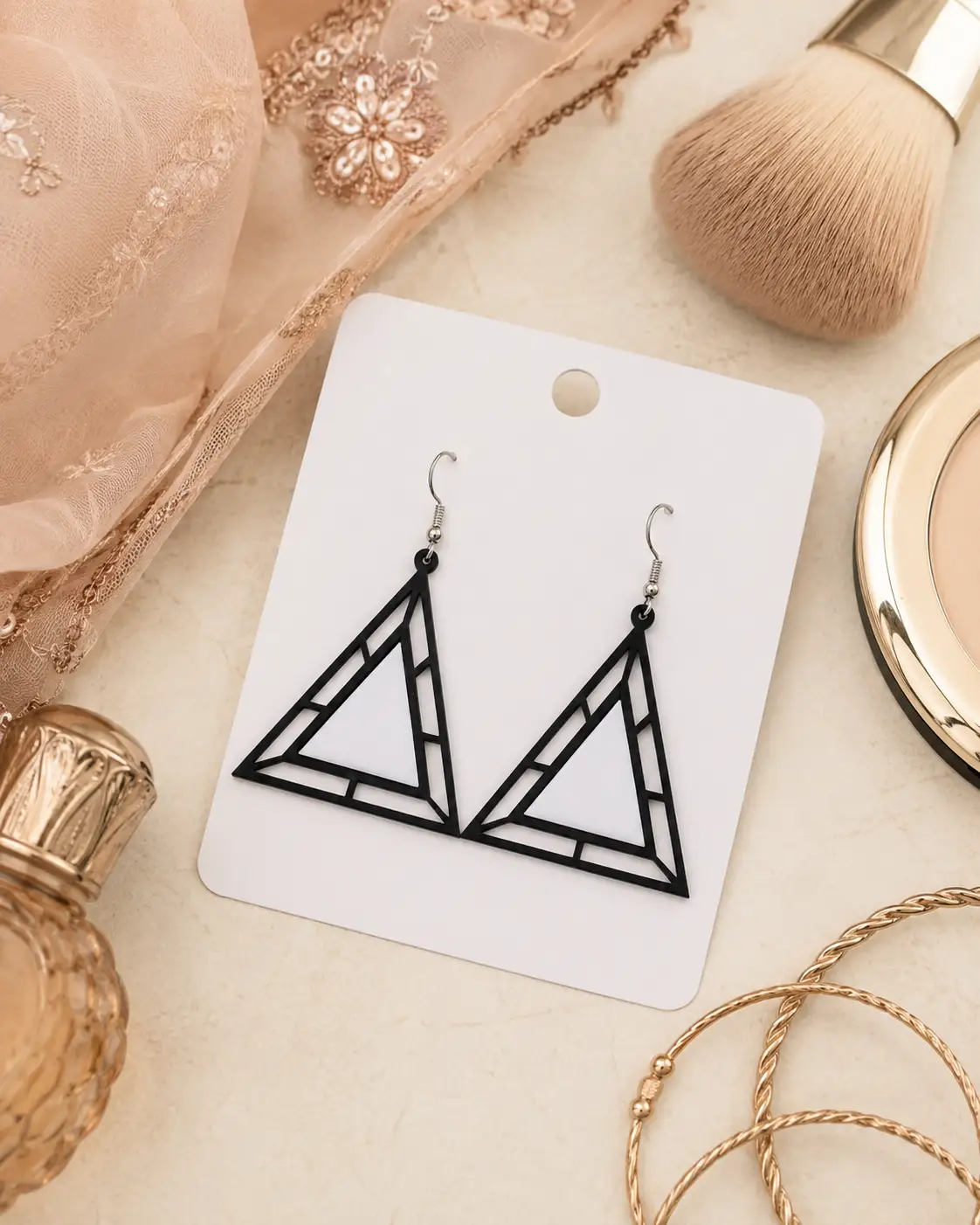 Monochrome Pyramid Layered Acrylic Earrings Monochrome Pyramid Layered Acrylic Earrings