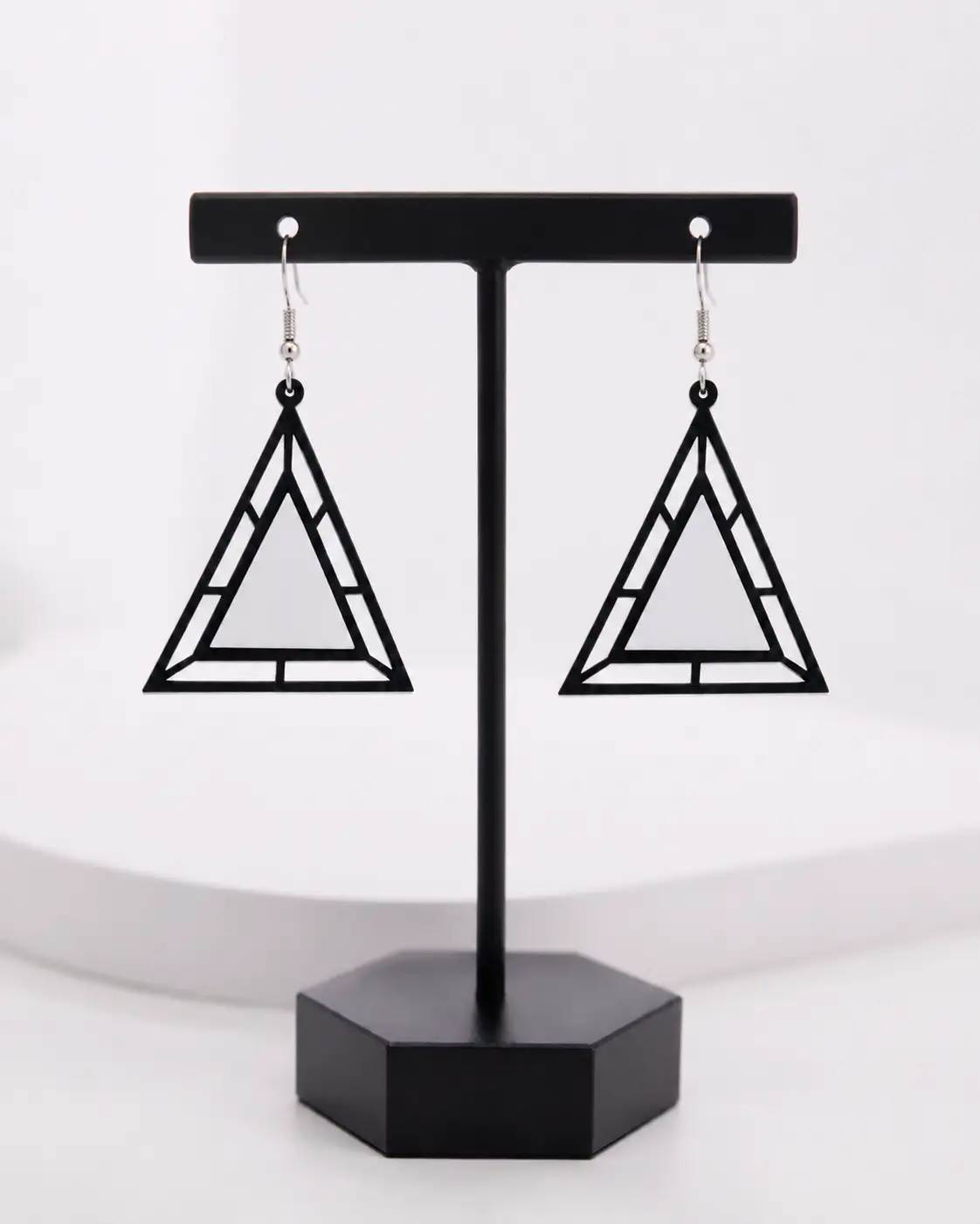 Monochrome Pyramid Layered Acrylic Earrings Monochrome Pyramid Layered Acrylic Earrings