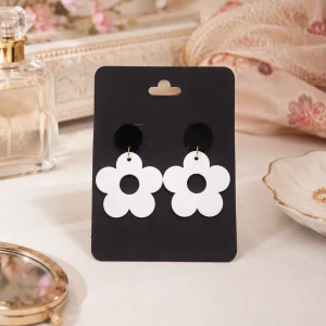 Black and White Daisy Earrings