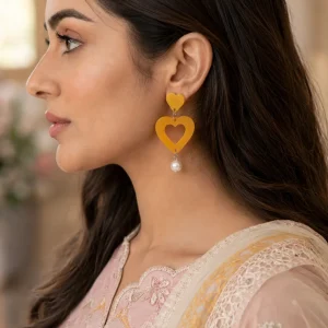 Golden Love Acrylic Earrings Golden Love Acrylic Earrings