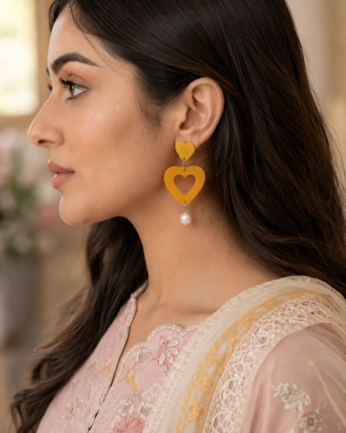 Golden Love Acrylic Earrings Golden Love Acrylic Earrings