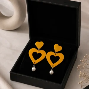 Golden Love Acrylic Earrings Golden Love Acrylic Earrings