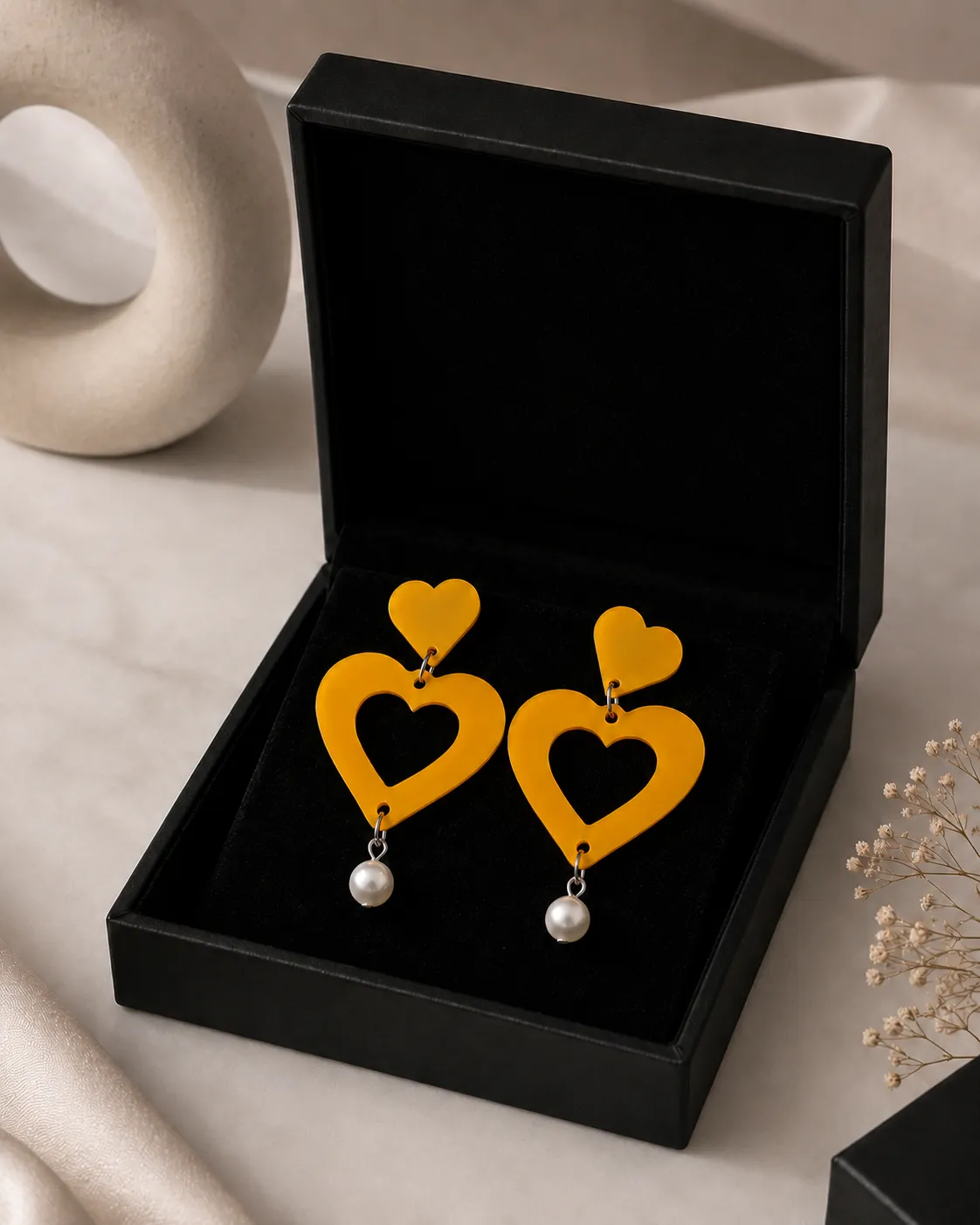 Golden Love Acrylic Earrings Golden Love Acrylic Earrings