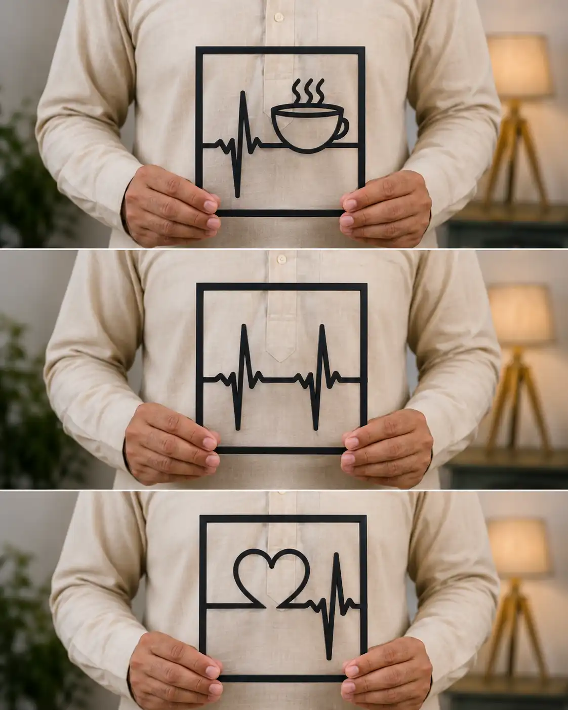 Heartbeat 3 Panel Wall Art Heartbeat 3 Panel Wall Art