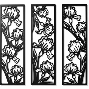 Floral Iris 3 Panel Wall Art