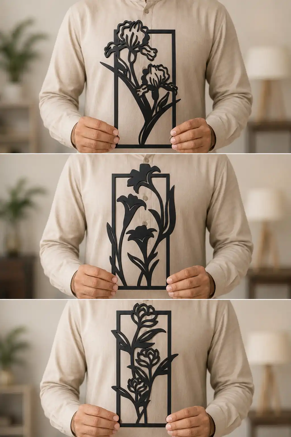 Floral Garden 3 Panel Wall Art Floral Garden 3 Panel Wall Art