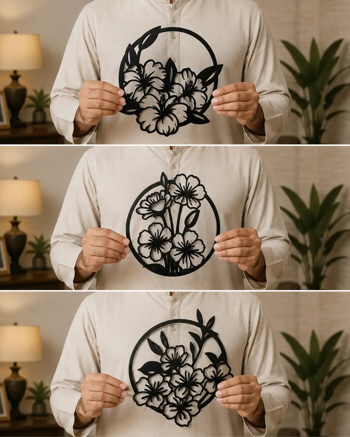 Garden Circle 3 Panel Wall Art Garden Circle 3 Panel Wall Art