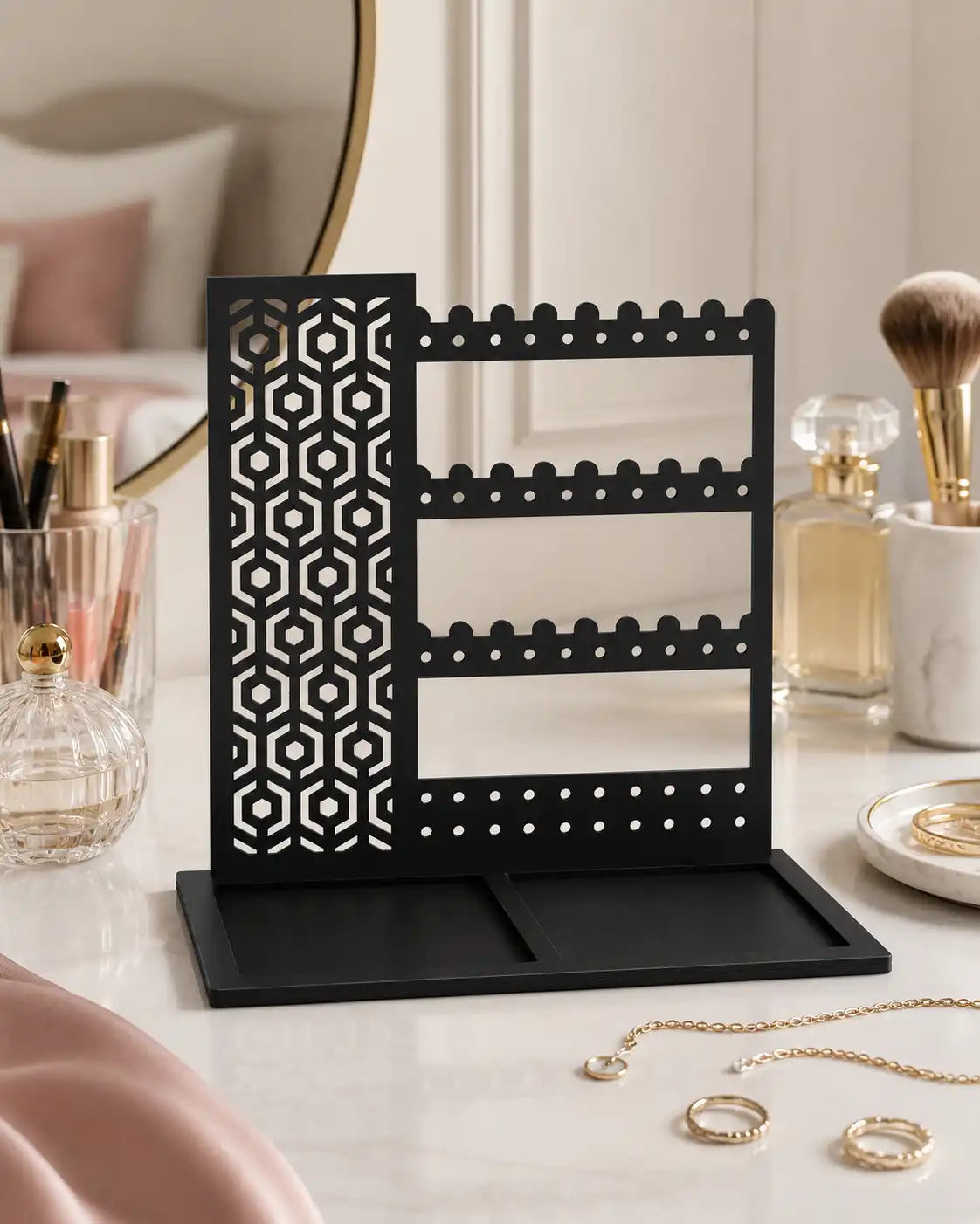 Modern Hexagon Acrylic Jewellery Stand Modern Hexagon Acrylic Jewellery Stand
